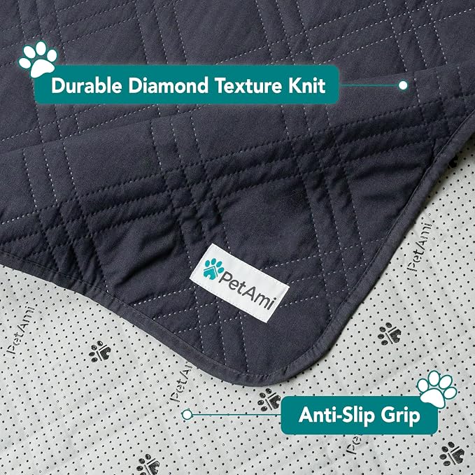 PetAmi Waterproof Couch Cover for Dog Non-Slip Bed Sofa Blanket, 30x70 Gray | Leakproof Furniture Protector for Pet Cat, Machine Washable Pee Proof Mat for Chair Car Seat, Durable & Anti Slip Backing - Image 6