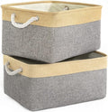 TheWarmHome Storage Basket for Organizing - 3 Pack 14x10x7 inch Large Collapsible Storage Bin for Shelves, Fabric Storage Cubes for Organizer ClosetCloth Gift Toy (Grey & Gold) by TheWarmHome