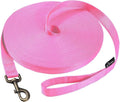 HIKISS Long Dog Leash Obedience Recall Training Agility Lead with Thickening Material for Large Dog - 15ft 20ft 30ft 50ft 100ft Training Leash(Pink 15ft) by HiKiss