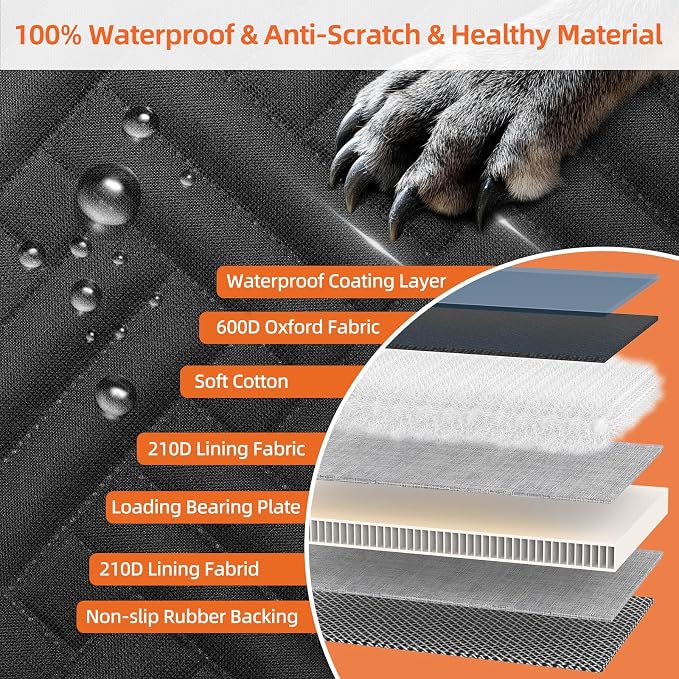 Back Seat Extender for Trucks,Hard Bottom Car Seat Cover for Dogs | Waterproof Hard Bottom Dog Car Seat Cover for Ford/GMC/Chevrolet/Toyota/RAM Crew Cab Trucks&Full-Size SUVs (XL-Black) - Image 6