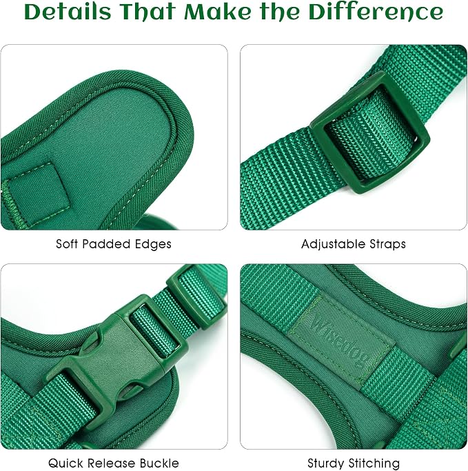 Wisedog No Pull Dog Harness, Pine Green, Small | Lightweight, Adjustable Breathable Pet Vest, Soft & Comfortable Cushion, Small Medium Large Dogs - Image 3