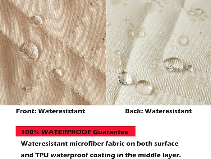 Ameritex Loveseat Cover Water-Resistant Quilted Furniture Protector with Back Nonslip Paws Slipcover for Dogs, Kids, Pets Loveseat Slipcover Stay in Place for Leather (46", Beige) - Image 3
