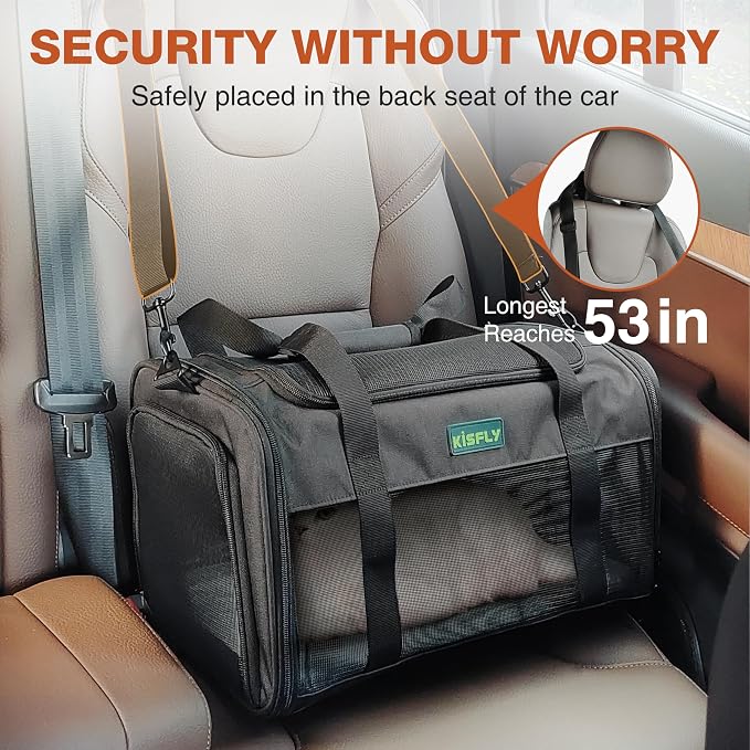 Airline Approved Cat Carrier 17"x11"x9.5", Under Seat Pet Travel Bag | TSA-friendly soft carrier with breathable mesh, top opening and foldable design. Fits cats up to 12 lbs for cabin travel. - Image 4
