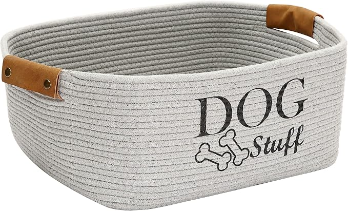 Morezi Durable Cotton Rope Dog Toy Storage, Large Dog Bin, Pet Bed, Puppy Toy Box - Perfect for Organizing Pet Toys, Blankets, Leashes, Clothing and Any Doggie Stuff - Gray by Morezi