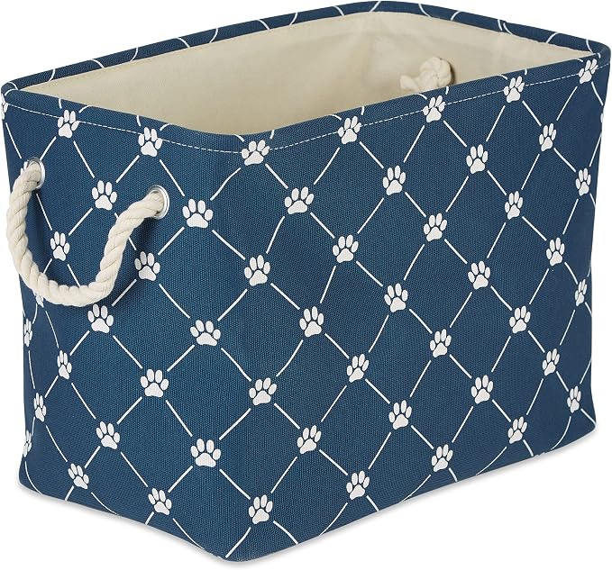 Bone Dry Pet Storage Paw and Bone, Trellis Collection, Medium Rectangle, 16x10x12, Navy by BoneDry