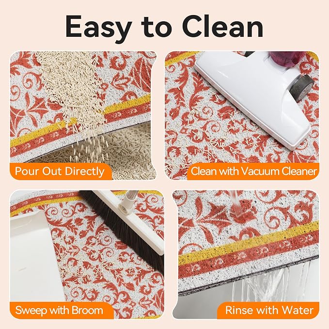 Cat Litter Mat, 40"x30" High Density PVC Litter Trapping Mat, Non-Slip, Waterproof & Urine-Proof Kitty Litter Catcher Mats, Soft on Kitten Paws, Easy to Clean, Cat Essentials Brown - Image 4