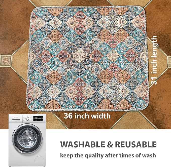 nunubaby Washable Pee Pads for Dogs, Stylish, Non-Slip and Leak-Proof Pee Pads. Reusable Potty Pads for Dogs for Crates and Floors.(Cream/Multi, 31" x36" ) - Image 4