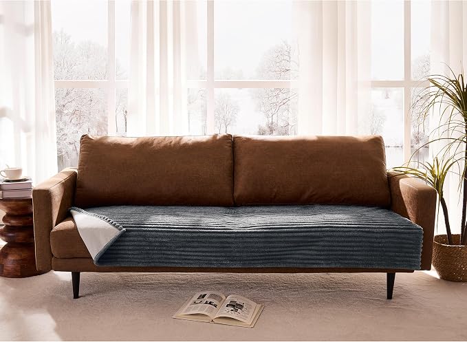 Dual Non-Slip Couch Cover for Dogs Waterproof, Fuzzy Soft Pet Couch Covers for Sofa 3 Cushion, Pet Friendly Soft Dog Bed Covers Sofa Cover Washable (Titanium Gray, 33" x 95" 1 Pack) - Image 8