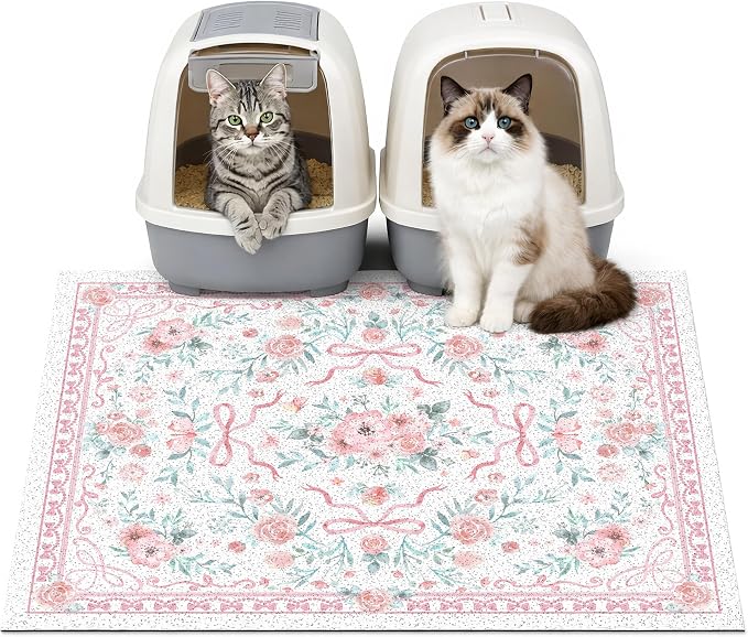 Cat Litter Mat 33" x 22" for Litter Box, Non-Slip Washable Floor Mat with Litter Trapping Design, Scatter Control for Cats and Kittens, Pink by Unknown