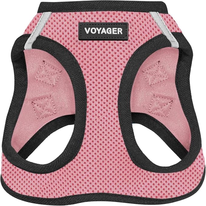 Voyager Step-in Air Dog Vest Harness - Pink/Black Trim, Small | 14.5-16" in Chest, Reflective Bands, All Weather Breathable Air Mesh, Cats Compatible, Lightweight, Fast Drying by BestPetSuppliesLLC