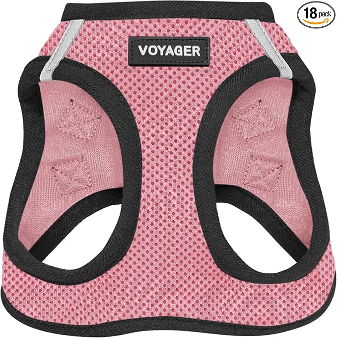 Voyager Step-in Air Dog Vest Harness - Pink/Black Trim, Large | 18- 20.5" in Chest, Reflective Bands, All Weather Breathable Air Mesh, Cats Compatible, Lightweight, Fast Drying by BestPetSuppliesLLC