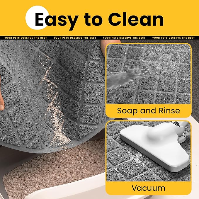 Conlun Cat Litter Mat Litter Trapping Mat, 40" x 28" Premium Durable PVC Grid Mesh with Scatter Control, Non-Slip, Less Waste Cat Litter Box Mat, Soft on Kitty’s Paws, Urine Waterproof - Image 7