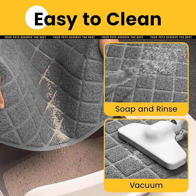 Conlun Cat Litter Mat Litter Trapping Mat, Premium Durable PVC Grid Mesh with Scatter Control, Non-slip, Less Waste Cat Litter Box Mat, Soft on Kitty’s Paws, Urine Waterproof, 24" x 17" Grey - Image 7