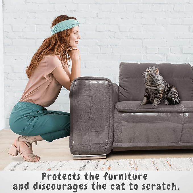 FixZilla Anti Cat Scratch Furniture Protector, 12-Pack Couch Protector from Cat Claws – Heavy-Duty, Easy-to-Apply Scratching Deterrent and Shield for Sofa Corners, Walls, Doors- with 60 Twist Pins - Image 4