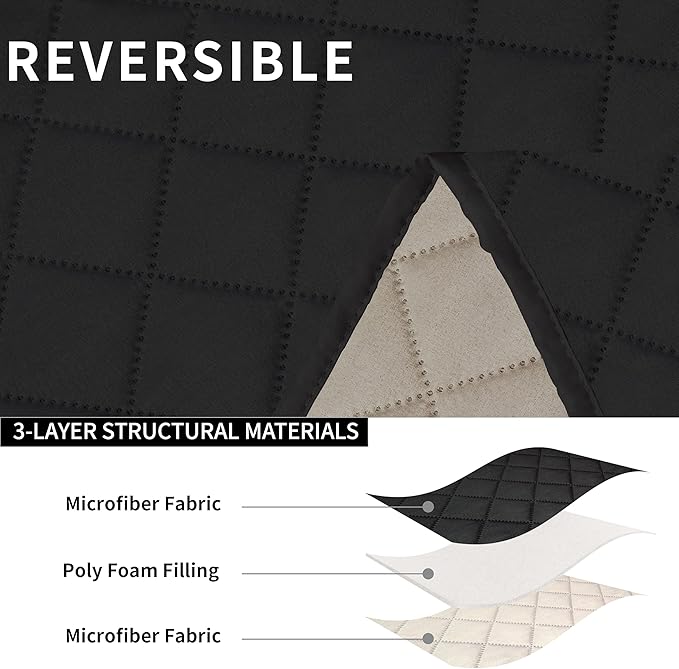Easy-Going Reversible Couch Cover for 3 Seat Recliner Sofa, Black/Beige | Washable Sofa Slipcover For Dogs, Sofa Cover For Recliner, Furniture Protector Mat, Pet Friendly - Image 5