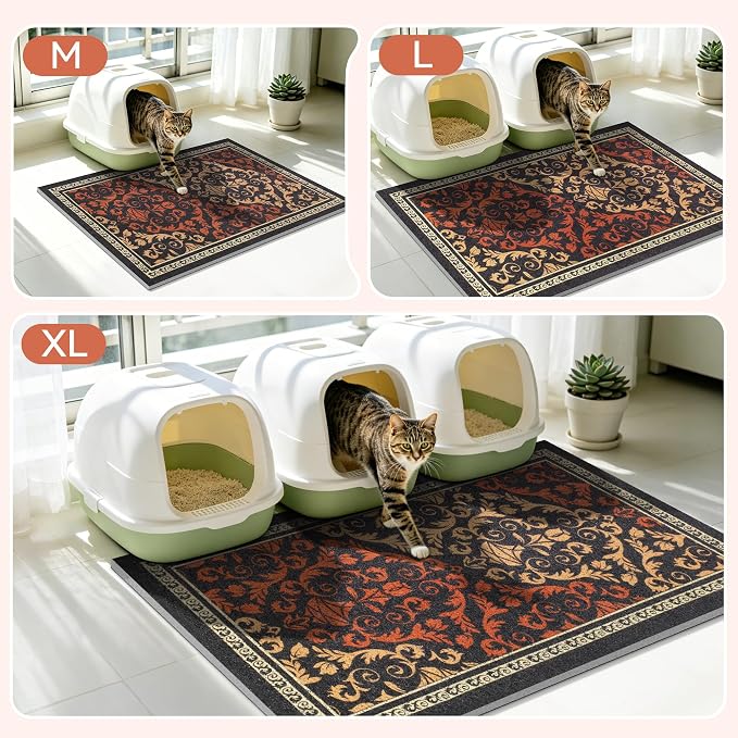 Cat Litter Mat, 24"x15" High-Density PVC Cat Litters Trapping Mat, Waterproof & Non-Slip Backing, Litter Box Catcher, Soft on Kitty Paws, Easy Washable Pet Supplies Brown-Green - Image 7