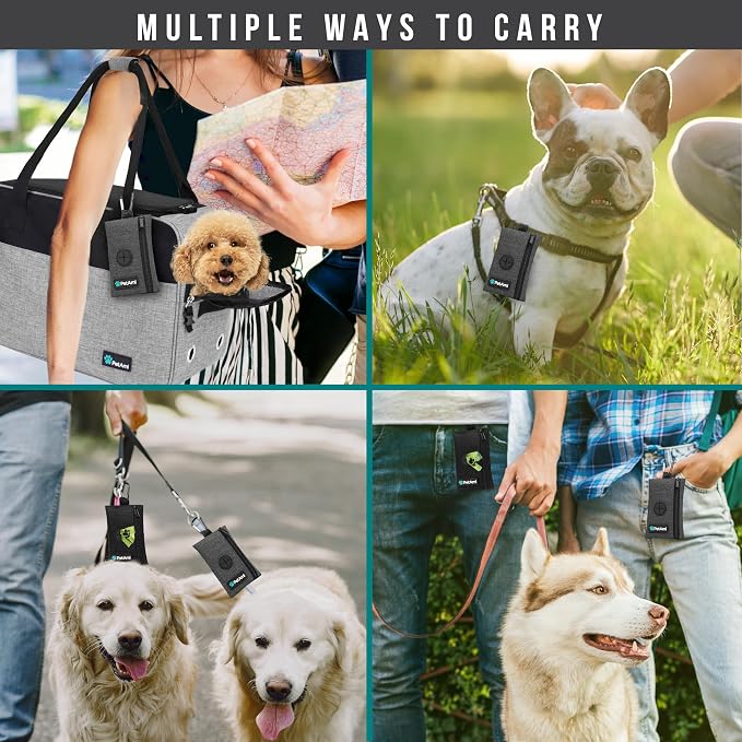 PetAmi Dog Poop Bag Holder for Leash, Pet Waste Bag Dispenser, Grey | Soft Dog Poop Bag Holder Clips to Leash, Harness, Belt Storage for Treat Key, Pet Bag Dispenser, Doggy, Doggie - Image 5