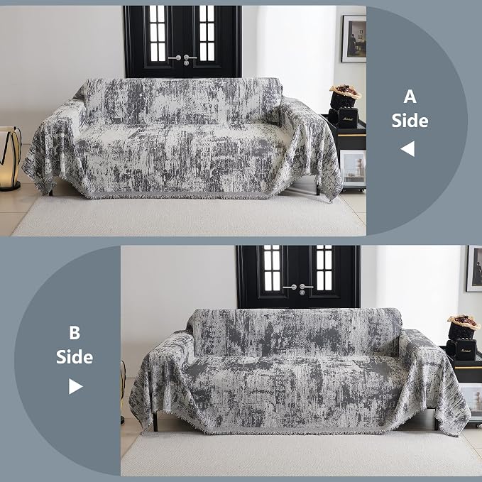 MYSKY HOME Couch Cover for Sectional Sofa Set Abstract Geometric Furniture Sofa Cover Washable for Dog Cat Pet Couch Cover 3 Seat Sofa Chenille Couch Protector Multi Use Couch Covers Blanket,91" X150" - Image 6