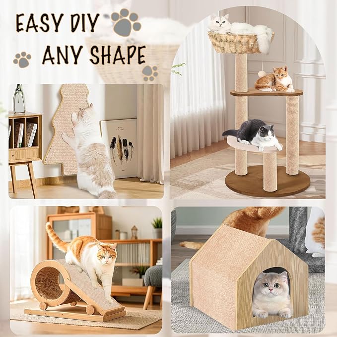 78.7"X15.8" Self-Adhesive Cat Scratching Mat - Durable Couch Protector from Cat Claws, DIY Furniture Protector from Cats Scratching, Sticky cat Scratch Wall mat- No Residue, Safe for Cats (Beige) - Image 3