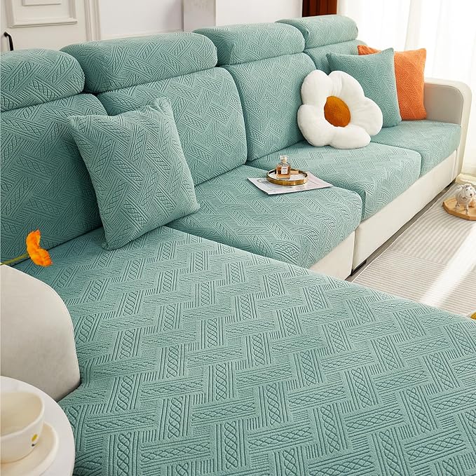 hyha Individual Couch Cushion Covers, Sofa Seat Cushion Covers Washable | Stretch Dog Couch Cover, Elastic Bottom, Anti-Slip Furniture Protector, Ideal For Pets & Kids, Durable Sofa Slipcover, 3 Pcs by hyha