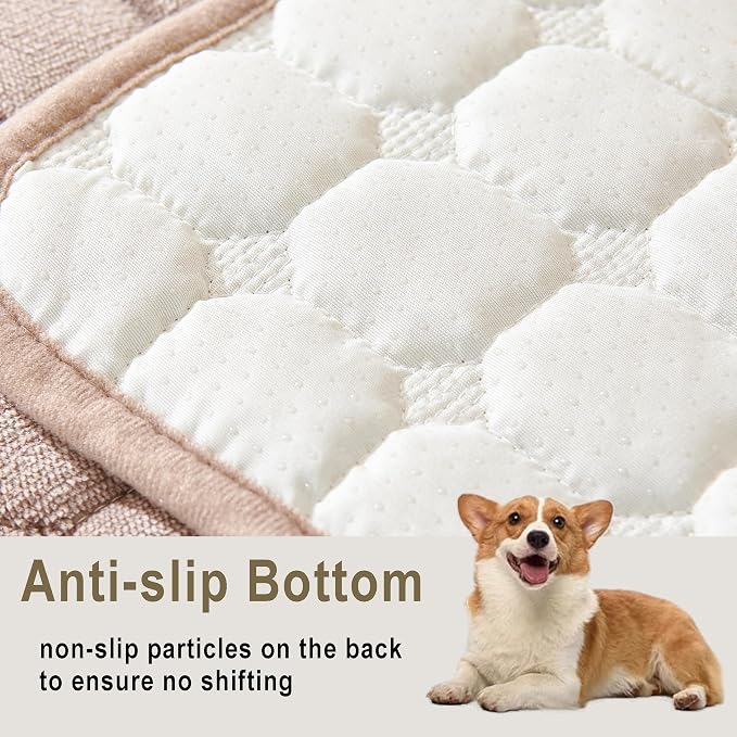 Couch Cover for Dogs,Velvet Non-Slip Couch Covers for Sofa Washable | Sofa Slipcovers for 3 Cushion Couch, Furniture Protector for Pet, L Shaped Sectional Couch Cover Khaki, 36"X94" (Only 1 Pcs) - Image 3