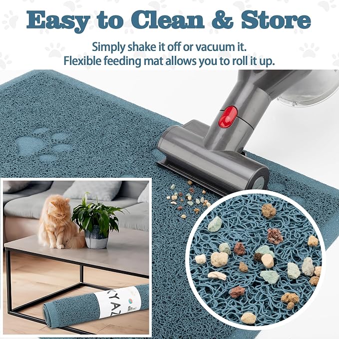 Darkyazi Cat Litter Box Mat for Floor Litter Trapping Mat Non-Slip Backing, Scatter Control, Easy Clean, Water Resistant, Soft on Paws (15.75" x 11.75",Silver Blue) - Image 6