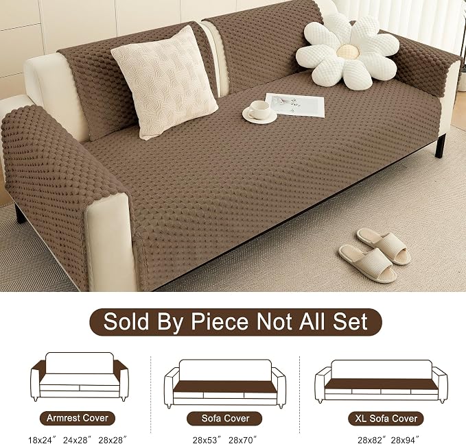 Foxdecor Couch Cover for Dogs Sofa Covers Non Slip Couch Pad Pet Friendly | Pet Couch Covers Washable Sofa Protector, Furniture Cover Couch Seat Protector for Living Room, Chocolate 28x82 Inch - Image 6