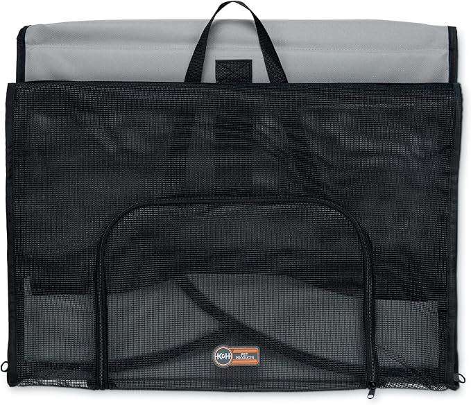 K&H Dog Car Seat, Travel Safety Carrier for Pets, Medium, Gray/Black | Enclosed Car Seat for Dogs, Soft-Sided Covered Pet Carrier, Washable Pad, Multiple Entrances, Mesh Windows, 24x19x17in - Image 7