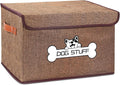 Dog Toy Basket with Lid, Collapsible Box for Pet Accessories | Storage Bin for Living Room, Fabric Container with Handle, Organizer for Small Medium dogs, Coffee by Thankspaw