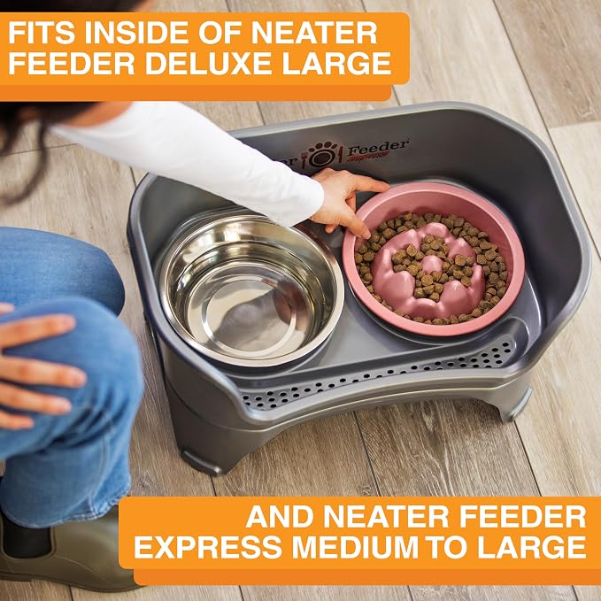 The Niner Slow Feed Bowl - Raised Peaks Slow Down Pets Eating - Fits Elevated Feeders Including Neater Feeder Large Sizes - Gentle on Teeth and Gums - Holds up to 2 Cups (Pink) - Image 4