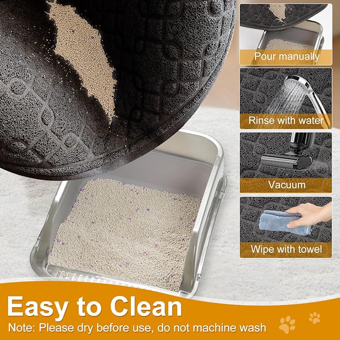 Cat Litter Box Mat, 35" x 24" Large Kitty Litter Trapping Mat Keep Floor Clean, Litter Box Mat Scatter Control, Waterproof, Easy to Clean, Durable Large Size Litter Mats for Floor - Image 3
