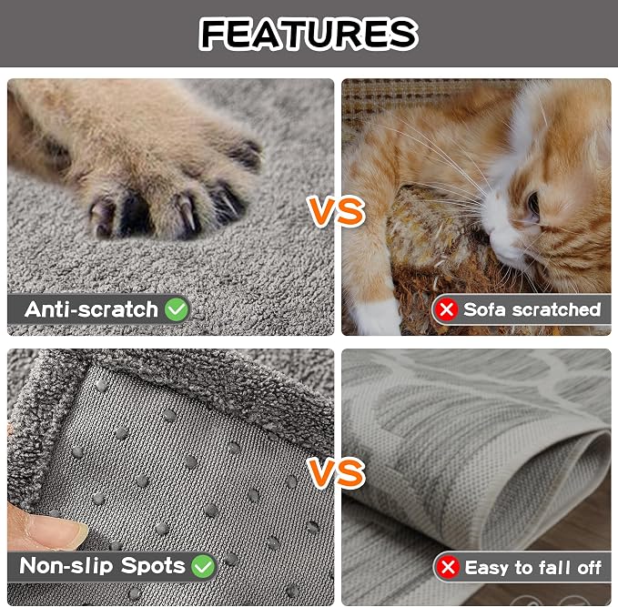 MEETSKY Couch Cover for 3 Cushion Couch Cat Scratch Proof Sofa Covers Washable Couch Protector Sectional Couch Covers for Dogs Soft Couch Cover Blanket Sofa Slipcover for Pets Kids, 91" x 134", Grey - Image 7