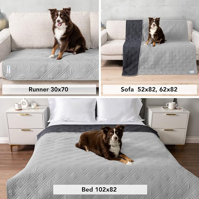 PetAmi Waterproof Couch Cover for Dog Bed Sofa Blanket 102x82 Light Gray - Image 5