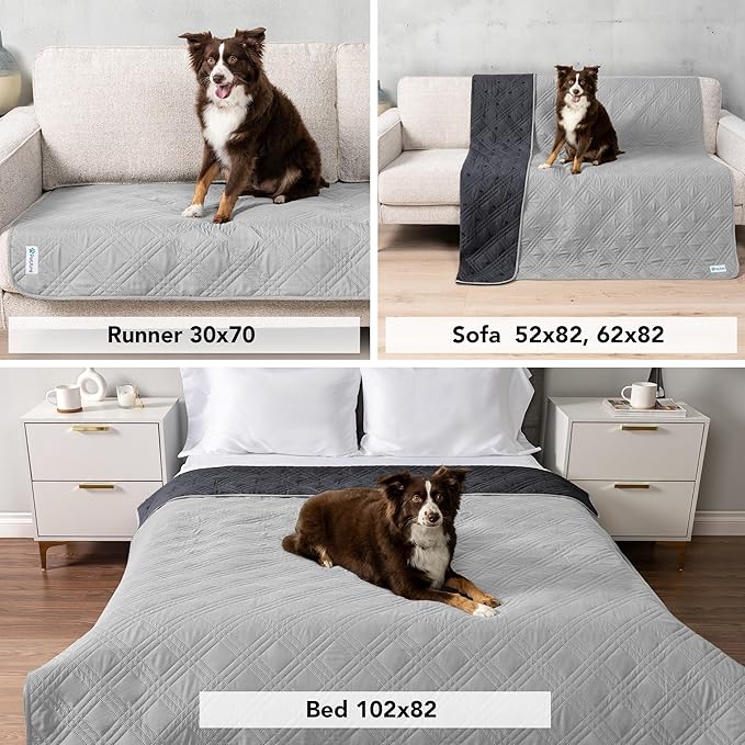 PetAmi Waterproof Couch Cover for Dog Bed Sofa Blanket, 30x70 Light Gray | Leakproof Furniture Protector for Pet Cat, Machine Washable Pee Proof Mat for Chair Car Seat, Durable & Anti Slip Backing - Image 5