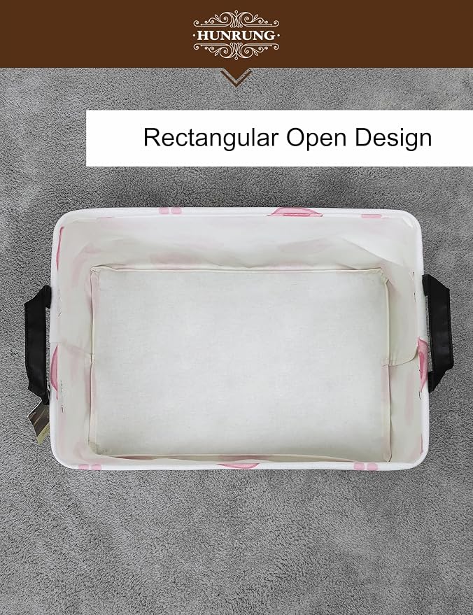Rectangle Foldable Storage Basket Handles For Home, Pink Paw | Waterproof reinforced handles, perfect for shelf use, organizes clothes, daily items and pet supplies - Image 6