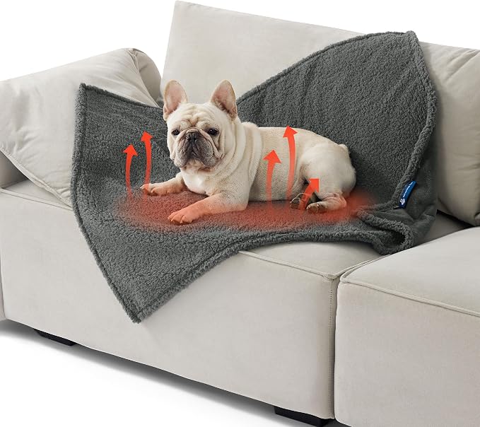 Bedsure Self Warming Dog Blankets for Medium Dogs Waterproof - 30"X40" Grey | Soft Plush Sherpa Fleece Cat Puppy Blanket Washable for Couch Protector Reversible, Cozy Calming Throw Warm for Pet by Unknown
