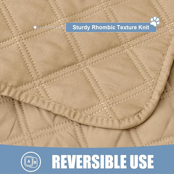 Smiry Waterproof Reversible Pet Couch Covers for Dogs | Pet Friendly, Soft Fabric, Washable Sofa Furniture Protector for Dogs Cat Kids, Checkered (40"x80", Camel/Camel) - Image 4