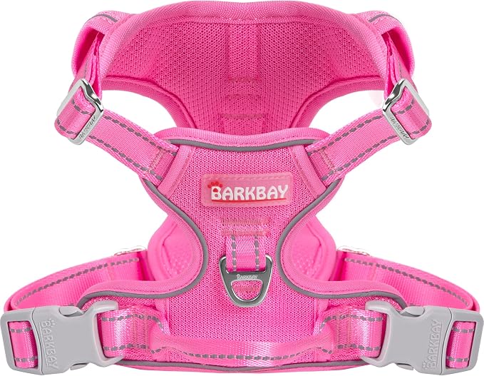 BARKBAY Dog Harness for Small Sized Dog No Pull Mesh 2 Clips Dog Vest | Control Handle,Comfort,Heavy Duty,Adjustable Reflective,Perfect for Outdoor Training, Walking,Hiking( XS,Pink Mesh) by BARKBAY