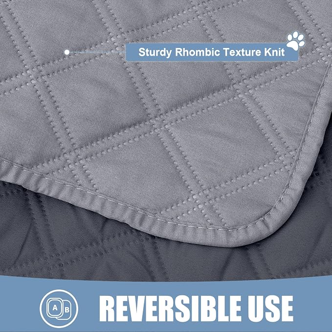 Smiry Waterproof Reversible Dog Bed Cover Pet Blanket | Pet Friendly, Soft Fabric, Washable Dog Blanket for Furniture Bed Couch Sofa, Checkered (82"x120", Grey/Dark Grey) - Image 4