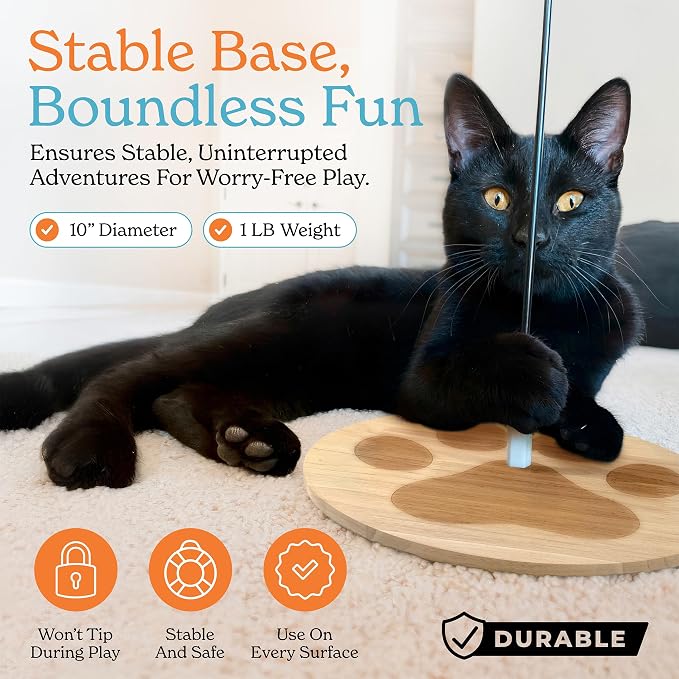Cat Toys For Indoor Cats: Interactive Cat Toy Wand, 9 Feathers Wand Lures | Sturdy floor base prevents aggressive toppling, Secure suction cups to glass windows, Swap feather lures for daily variety - Image 5
