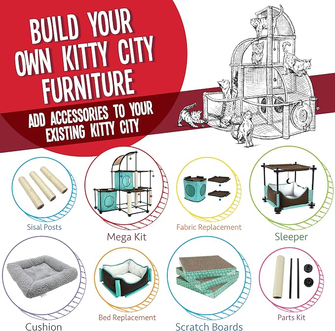 Kitty City Claw Indoor Mega Kit Cat Furniture, Corrugate Cat Scratcher, Cat Bed - Image 3
