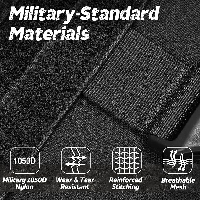 rabbitgoo Tactical Dog Harness for Large, Heavy Duty Military No Pull Vest | Sturdy Metal Buckles, 5 Adjustments, Molle System, Powerful Pullers for Training, Hunting, Outdoor, Black, Large - Image 2