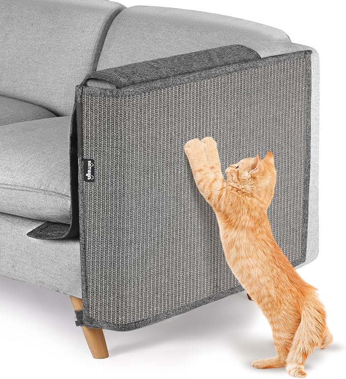NATUYA Cat Scratch Furniture Couch Protector - Large Sisal Cat Scratching Pad Sofa Corner Arm Shield, Cat Scratcher for Sofa (All Gray, Left) by NATUYA