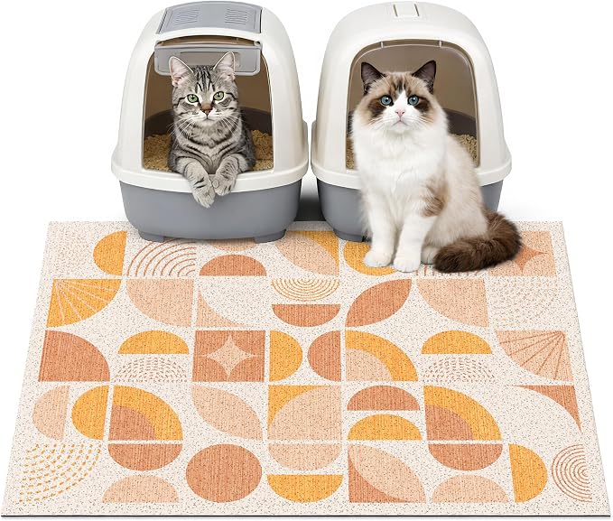 Cat Litter Mat 33" x 22" for Litter Box, Non-Slip Washable Floor Mat with Litter Trapping Design, Scatter Control for Cats and Kittens, Orange by Unknown