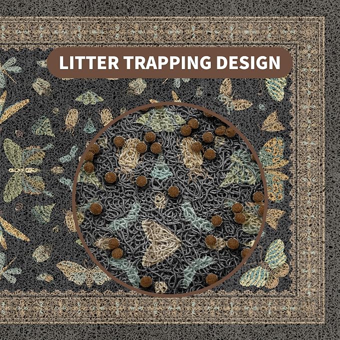 Cat Litter Mat 33" x 22" for Litter Box, Non-Slip Washable Floor Mat with Litter Trapping Design, Scatter Control for Cats and Kittens, Black - Image 7