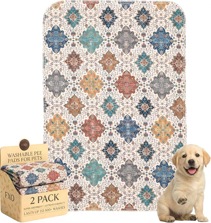 Washable Pee Pads for Dogs,Great Urine Absorbent Reusable Puppy Training Pads,Waterproof,Leak-Proof & Non-Slip Potty Pads for Whelping,Crate,Playpen,Bed.(Colorful Day,24"x36") by Peepads