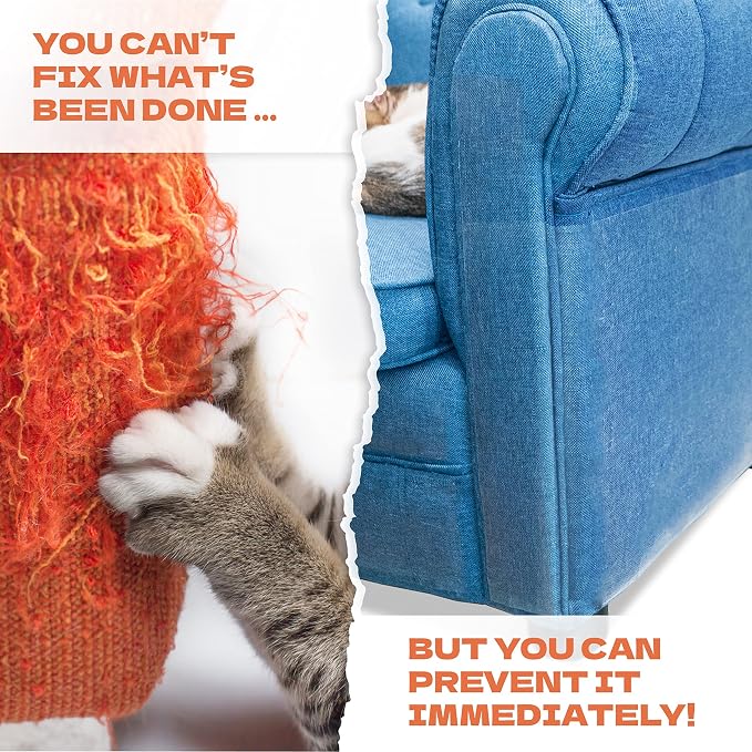 Cat Scratch Couch Protector - 10XL Sheets, Clear (Almost Invisible), Extra Durable, Easy to Customize, Residue-Free Furniture Protector - Image 2