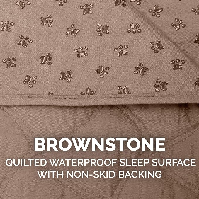 Furhaven Waterproof & Non-Slip King Size Mattress Cover Protector for Dogs & Cats, Washable, For Beds, Couches, & Car Seats - Quilted Twill Blanket Mattress Cover - Brownstone, Jumbo/King Size - Image 6