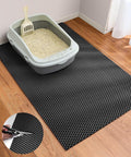Cooyes Cat Litter Mat - Cut to Fit Any Place, 35"x23" Large Litter Trapping Mat for Litter Box, Easy to Clean, Waterproof & Non-Slip Kitty Pad, Scatter Control to Protect the Floor (Black) by Cooyes