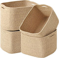 ICERZCZ Storage Baskets for Organizing & Shelves, Woven Cotton Rope Organization Bins for Dog Toys, Clothes, Books, Nursery Organizer, 15"Lx11''Wx9.5''H, (4 Packs) Brown by ICERZCZ